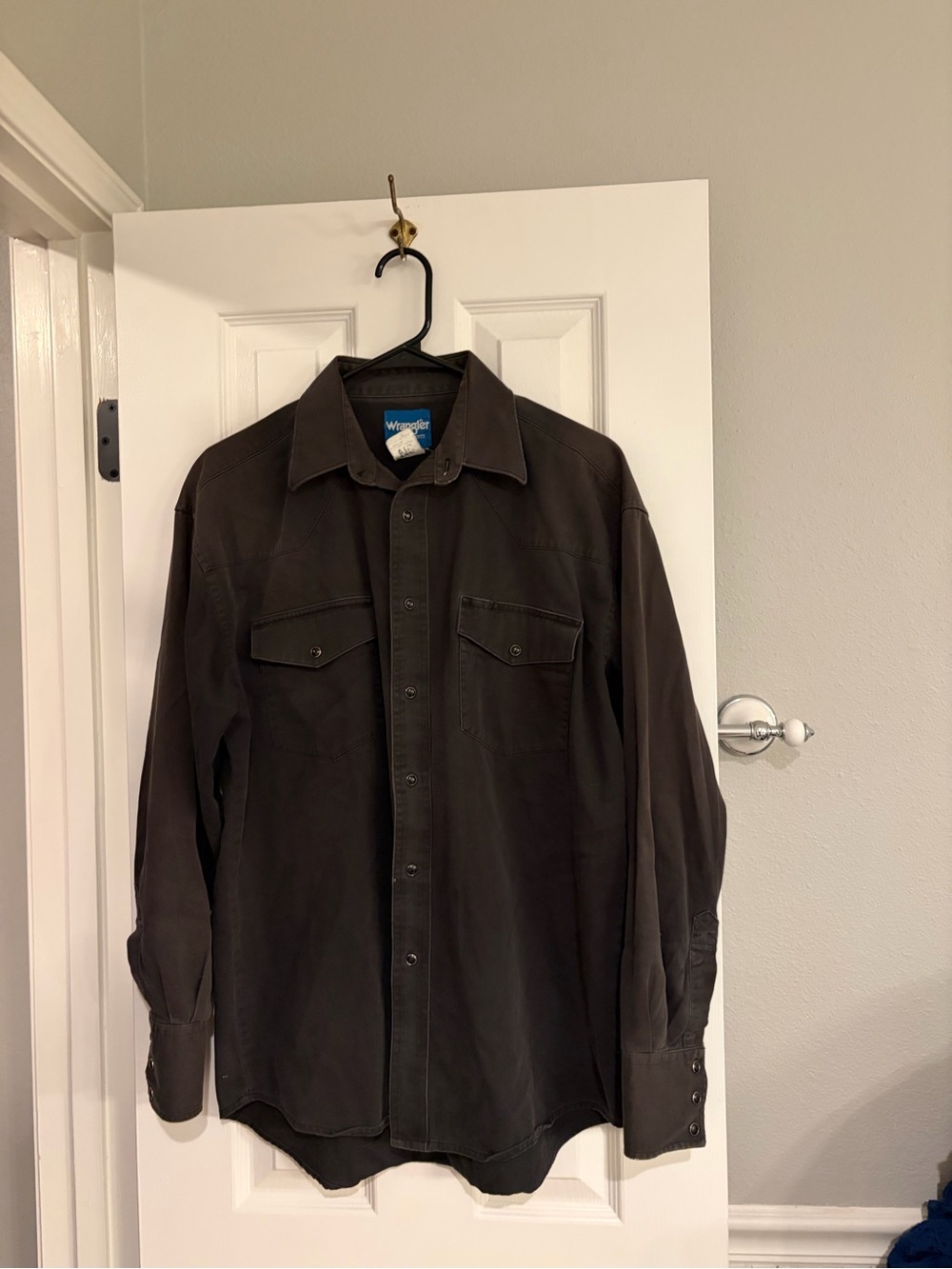 Vintage Wrangler Western Pearl Snap Shirt Black Men’s Large